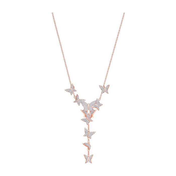 Collana a Y Lilia, bianco, placcato oro rosa