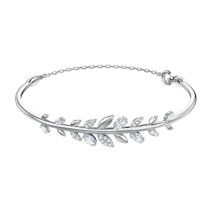 Bracciale rigido Mayfly, bianco, placcatura rodio