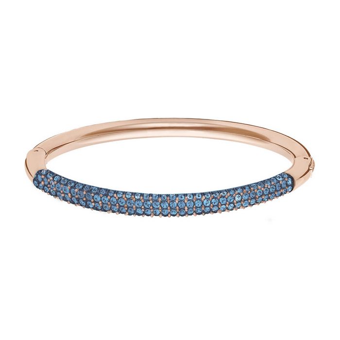 Swarovski Bracciale rigido Stone, azzurro, placcato oro rosa