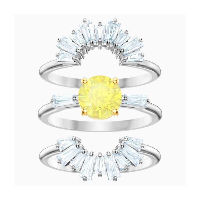 Swarovski Set Anelli Sunshine, bianco, placcatura rodio