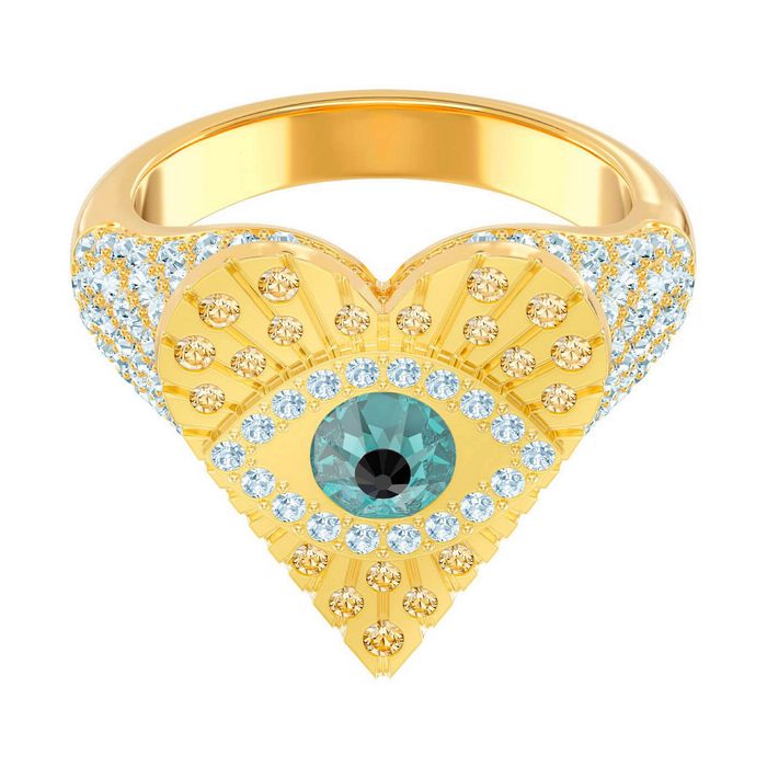 swarovski anello con motivo lucky goddess heart, multicolore, placcatura oro 5482528