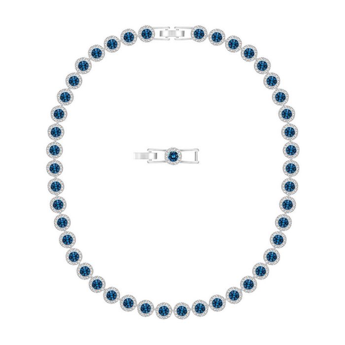 Swarovski Collana Angelic, azzurro, placcatura rodio