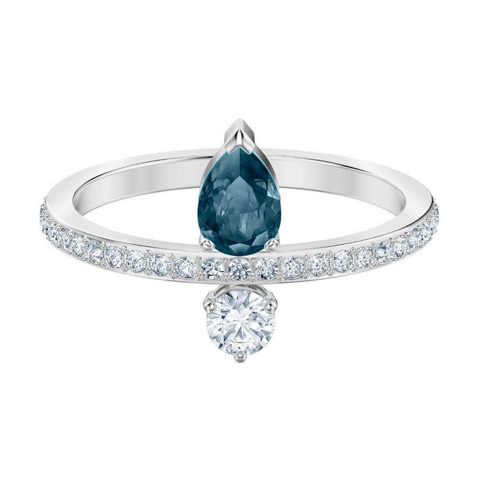 swarovski anello vintage azzurro placcatura rodio 5482708