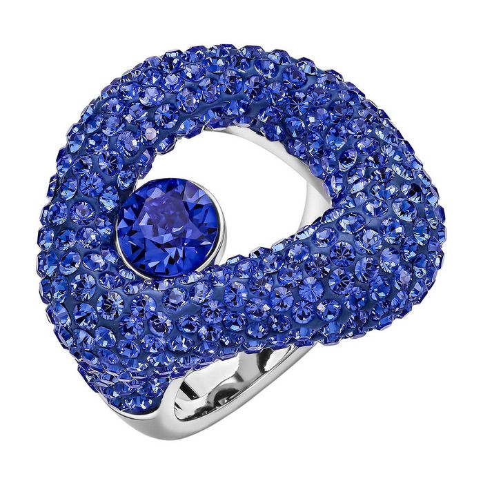 swarovski anello tigris, azzurro, placcatura palladio 5483907