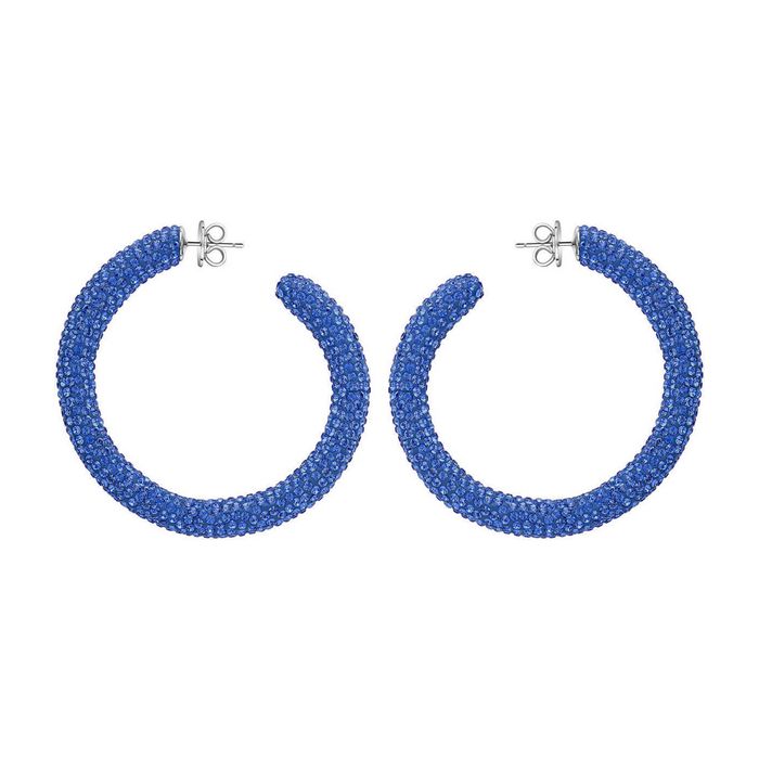 Swarovski Orecchini a cerchio Tigris, azzurro, placcatura palladio