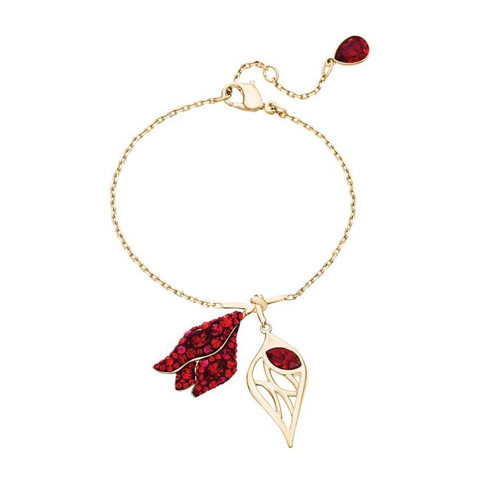 swarovski braccialetto graceful bloom, rosso, placcatura oro champagne 5484173