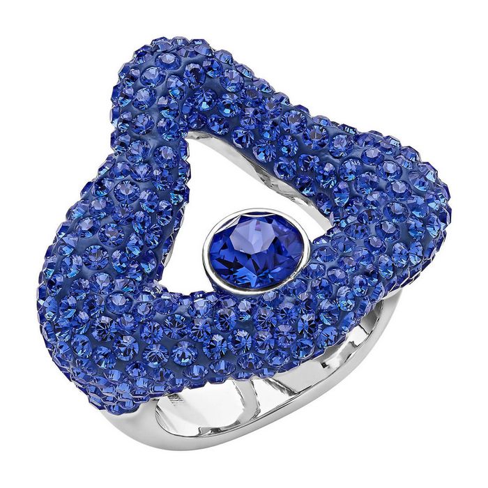 swarovski anello aperto tigris azzurro placcatura palladio 5484511