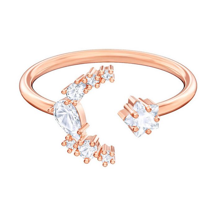 swarovski anello aperto penélope cruz moonsun, bianco, placcato oro rosa 5486350