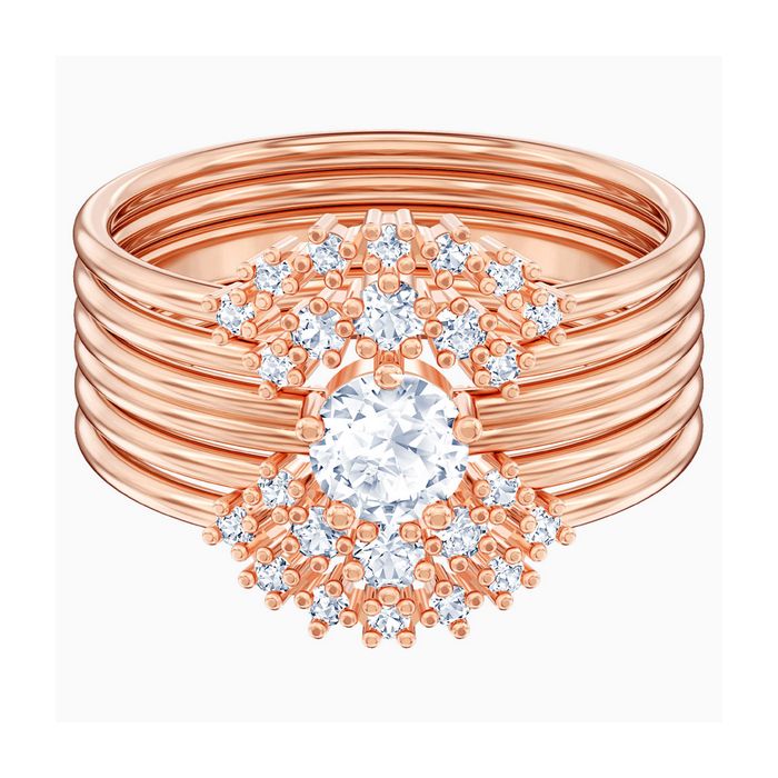 swarovski anello per sovrapposizioni penélope cruz moonsun, bianco, placcato oro rosa 5486359