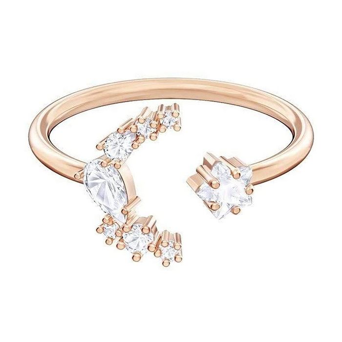 swarovski anello aperto penélope cruz moonsun, bianco, placcato oro rosa 5486803
